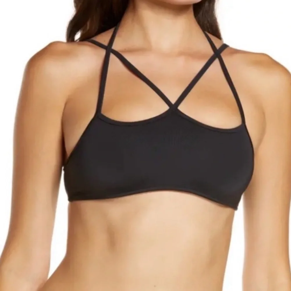 Frankies Bikinis Aleisha Eco Black Bikini Swim Top Size Large